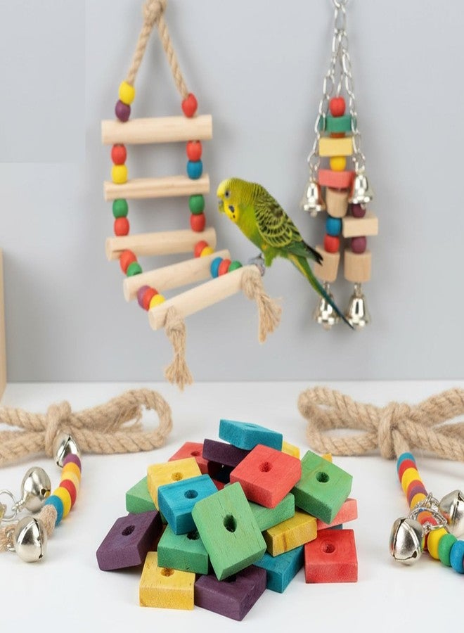 Dranvosk 20PCS Colorful Wooden Chew Toys for Small Birds,Mini Wooden Blocks for Parrots, DIY Playtime Chewing Charms,Safe Bite Toys for Large Birds & Parakeets - Image 2